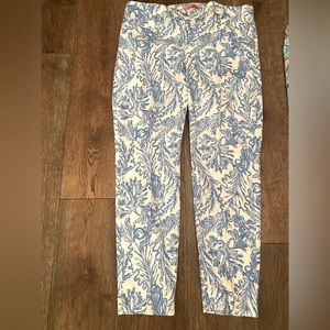 Lilly Pulitzer Kelly Mid-Rise Skinny Ankle Pants Stretch Blue White 16 EUC